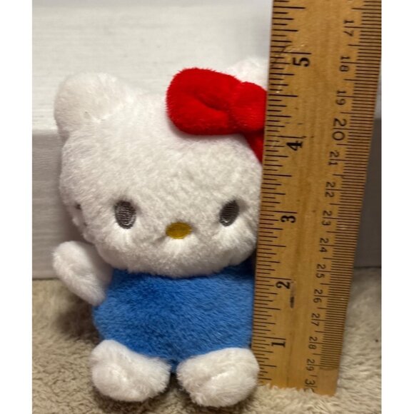 Hello Kitty Keychain Plush With Red Bow & Blue Dress 4.5” - Picture 6 of 7